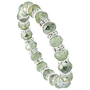 Black & Clear Crystal Beads, Stretch Bracelet